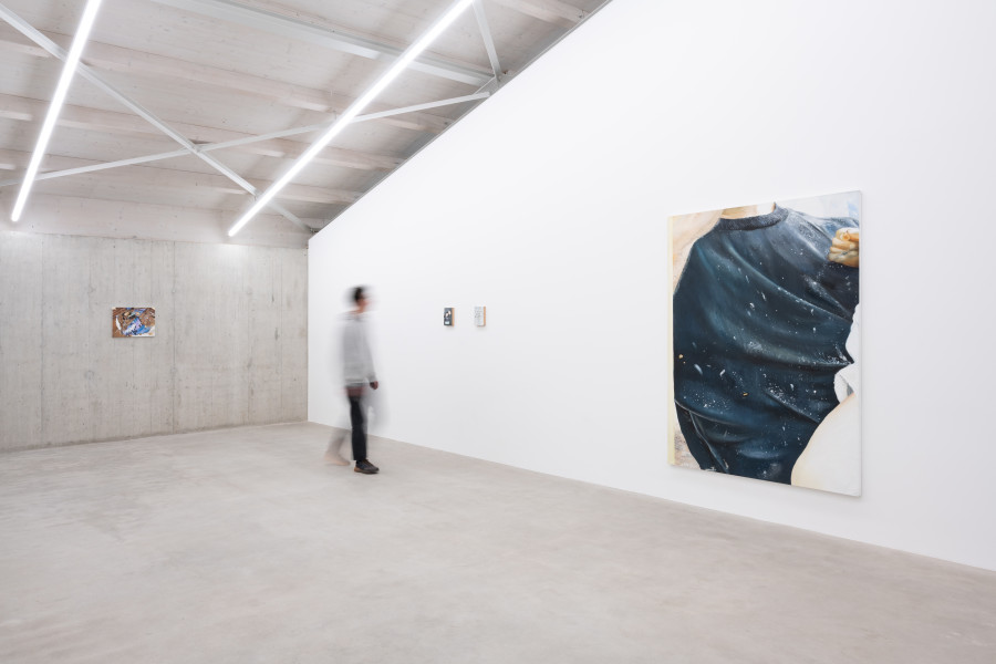 Mireille Blanc, Anniv (J), 2024. Courtesy of the artist and Galerie Anne-Sarah Bénichou. Mireille Blanc, Oeufs, 2023; Refrain, 2023; Astérisme, 2018. Courtesy of the artist and THE PILL ®. Installation view Kunsthaus Baselland 2026. © 2026, ProLitteris, Zurich. Photo: Finn Curry / Kunsthaus Baselland