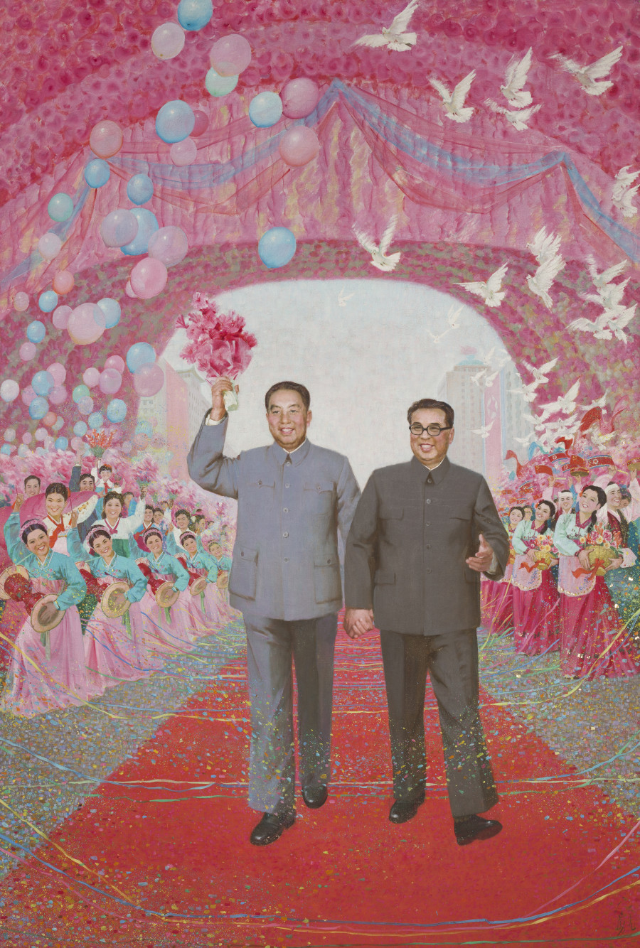 Guang Tingbo, Hua Guofeng in North Korea, 1978. Oil on canvas, 250 x 174 cm. Photo: Sigg Collection, Mauensee © The artist
