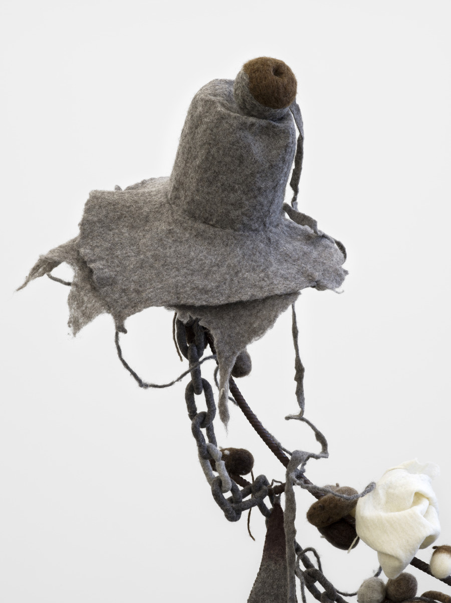 Min Yoon, Digest + ing Time to Emit (detail), 2024, Wool felt, steel, thread, 195 x 100 x 39 cm. Photo: Cedric Mussano