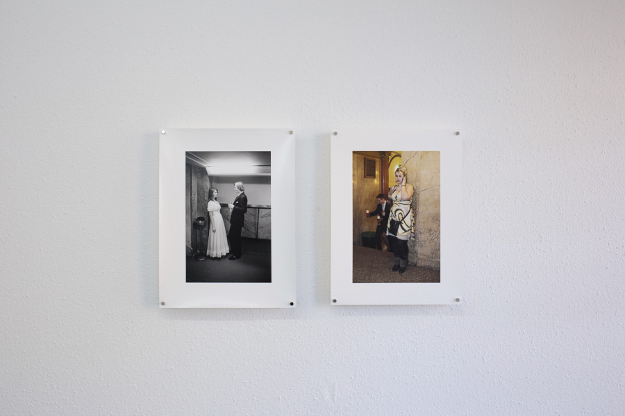 Exhibition view, Pirouettenschwindel, HAMLET. From left to right: Iren Stehli, Tanzstunden Prag, 1974-1977, 41x30cm ; Iren Stehli, Tanzstunden und Bälle Prag, 2012-2014, 41x30cm. Photo credit: Leevi Toija