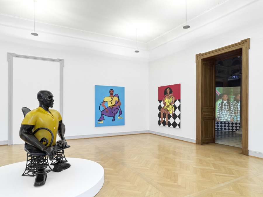 Tschabalala Self, Inside Out, Installation view, 2023, Kunstmuseum St.Gallen, Photo: Stefan Altenburger.