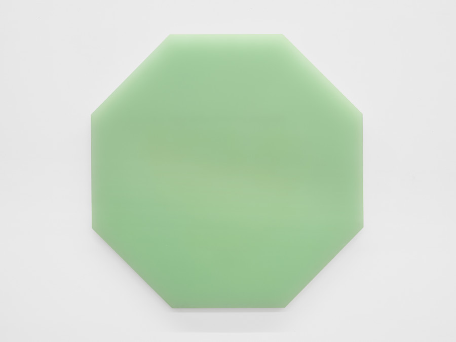 Kaspar Müller, Octagon, mint green, panettone/estratetraenol, 2024, Colored resin panel, scent, 95 x 95 x 2 cm