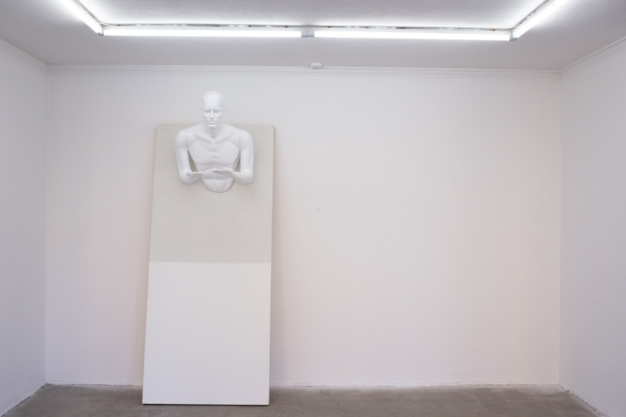 Exhibition view, Pirouettenschwindel, HAMLET. Karolin Braegger, Bringt nix, 2024, Acrylic on mannequin and board, Dimensions variable. Photo credit: Leevi Toija