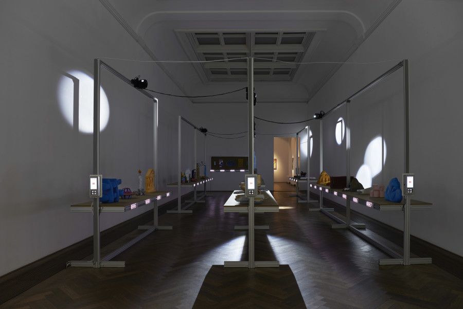 Neïl Beloufa, Humanities, exhibition view, Kunsthalle Basel, 2024, photo: Philipp Hänger / Kunsthalle Basel