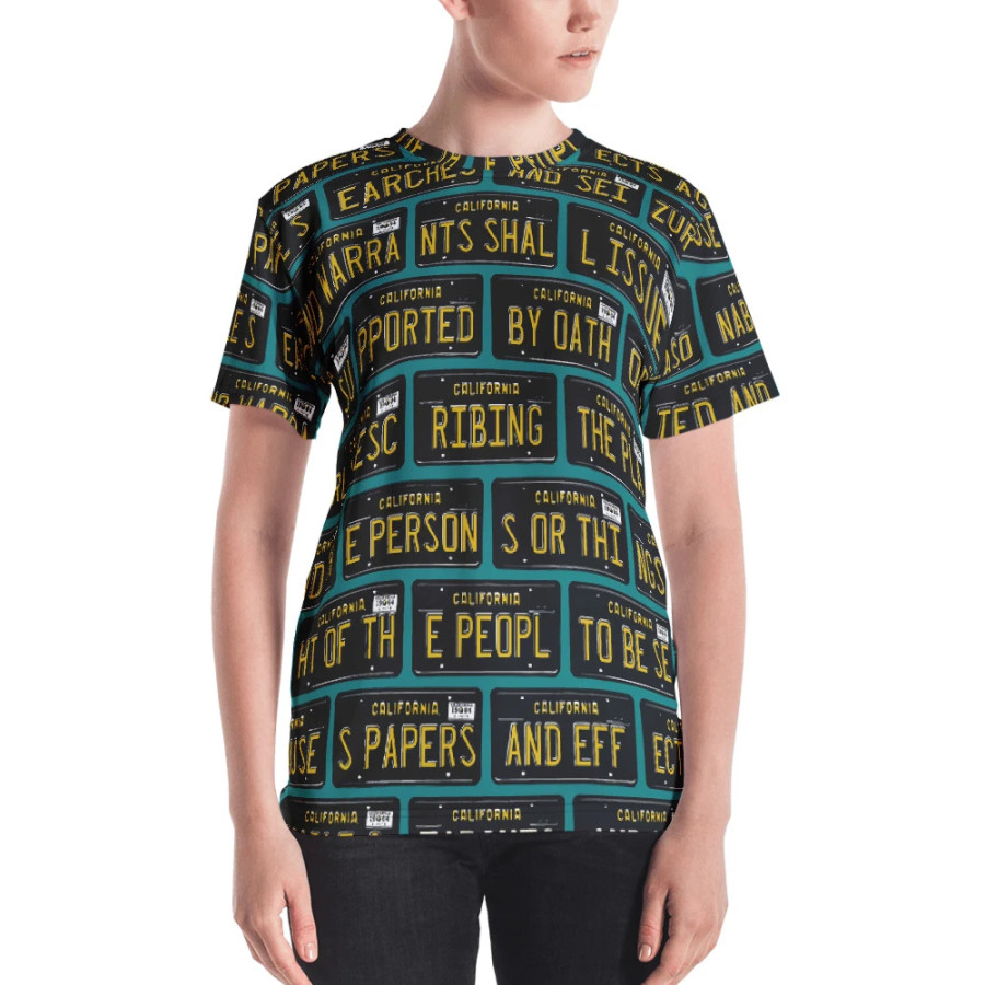 Adversarial Fashion, 4th Amendment Feminine T-shirt, designed by Kate Rose, 2019 © Adversarial Fashion