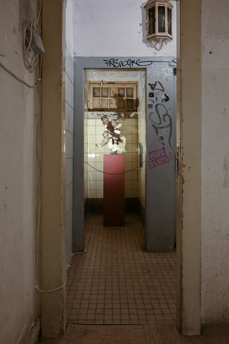 Protoplast, "a bonded he sanitary" (installation view), no date, Protoplast at Kaiserwache, Freiburg im Breisgau, 2026. Images courtesy of the artist and Kaiserwache. Photo: Stefan Lux.
