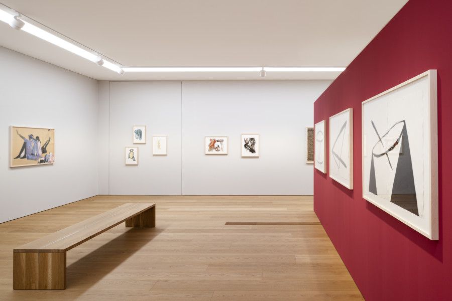 Exhibition view, Naissance et vie des formes, Dessins contemporains de la collection, MCBA Lausanne, 2022.