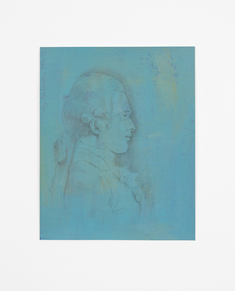Robert Müller, Untitled (de Sade, van Loo, Rousset), 2021, Silverpoint, Gesso, Gouache on Paper / Photo: CE / Courtesy: the Artist and Kirchgasse Gallery