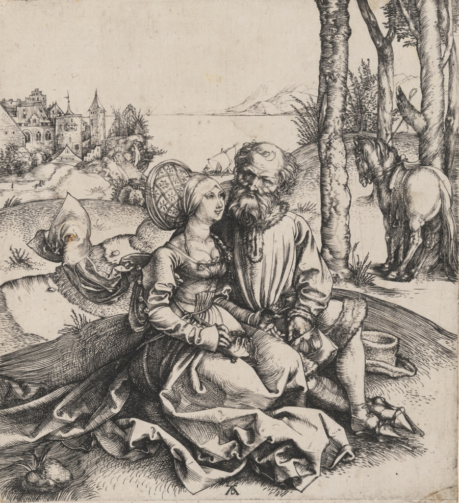 Albrecht Dürer, Der Liebesantrag (Das ungleiche Paar), 1495/96, Kunstmuseum St.Galien, Donation from the collection Gonzenbach 1872