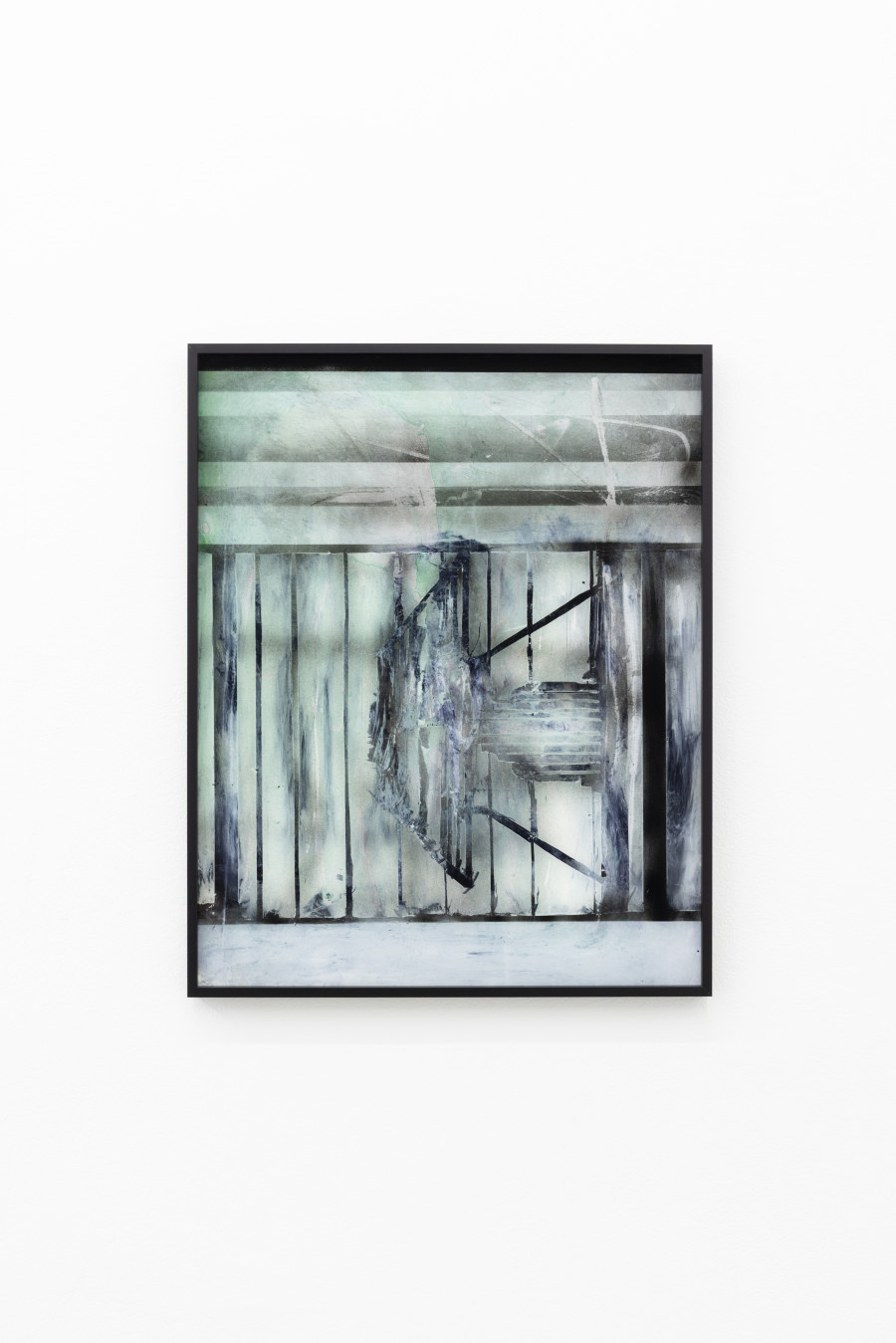 Sebastian Haas, “Mirror Chill”; from the Solo Show “Reminisce-Supports” at KALI Gallery, Lucerne, CH; Oil, spraypaint on reverse glass, framed; 40 x 50 cm, 2025. Courtesy of the Artist and KALI Gallery. Photo by Kim da Motta