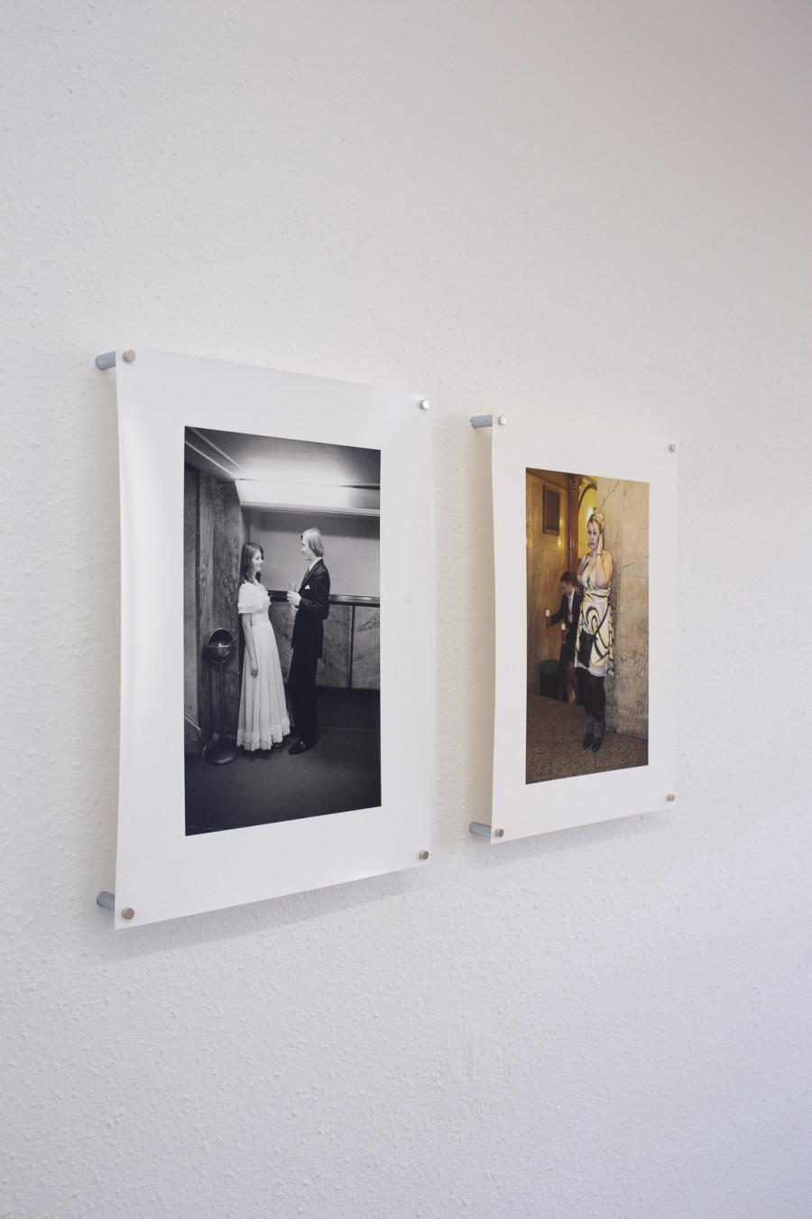 Exhibition view, Pirouettenschwindel, HAMLET. From left to right: Iren Stehli, Tanzstunden Prag, 1974-1977, 41x30cm ; Iren Stehli, Tanzstunden und Bälle Prag, 2012-2014, 41x30cm. Photo credit: Leevi Toija