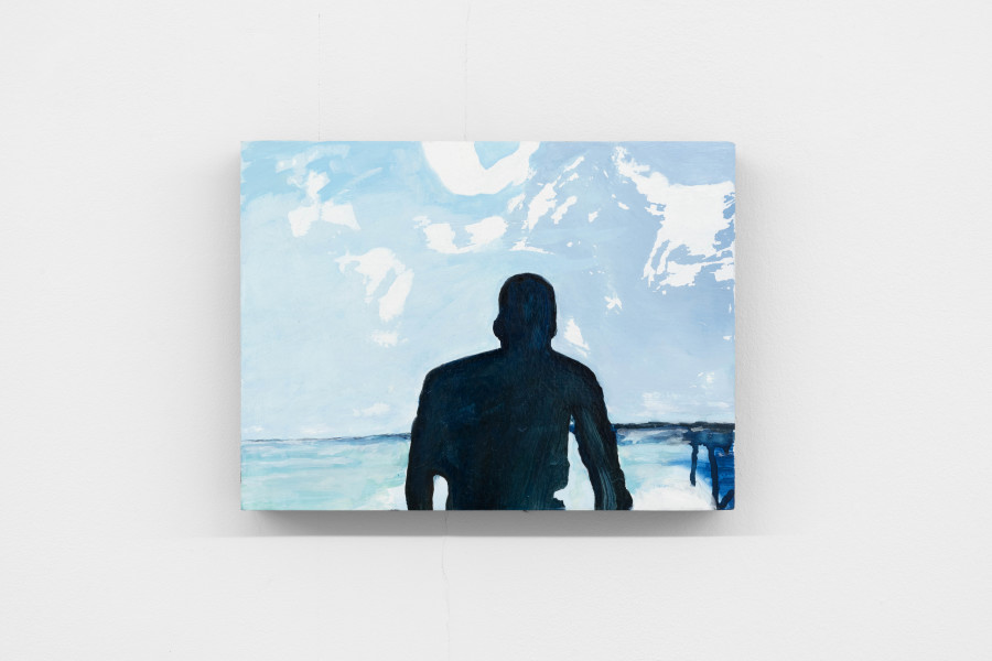 DonChristian Jones, Dad on the beach in Bermuda 1994, 2024, Oil on wood, 23 × 30.5 × 4cm. Photo credits: marytwo