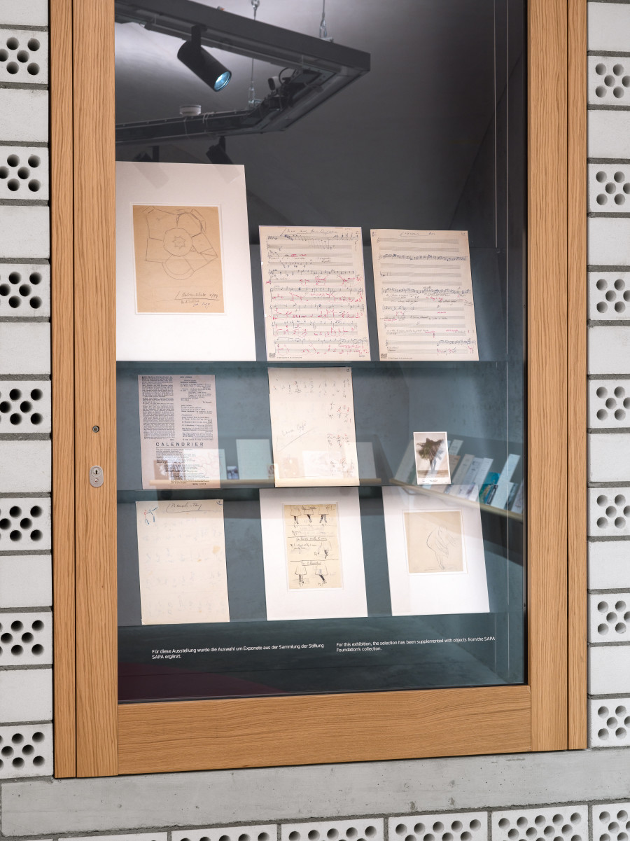 Exhibition view “Suzanne Perrottet. After Dada, After Dance,” Cabaret Voltaire 2025; presentation in the Dada Showcase with originals from Kunsthaus Zürich and the SAPA Foundation. Photo: Cedric Mussano. Courtesy: Suzanne Perrottet, Walter Schwabe / Fotostiftung Schweiz, Luise Schwabe / ProLitteris, Niklaus Stauss, Johann Adam Meisenbach, Tarren Johnson & Joel Cocks, Elaine Mitchener, New Kyd, Thibault Lac.