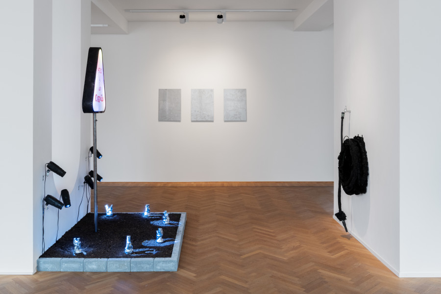 Installation view of Vincent Grange, 'The Madwomen of Chaillot', 2025, Galerie Fabian Lang, Zürich. Courtesy of the artist and Galerie Fabian Lang. © The artist and Galerie Fabian Lang