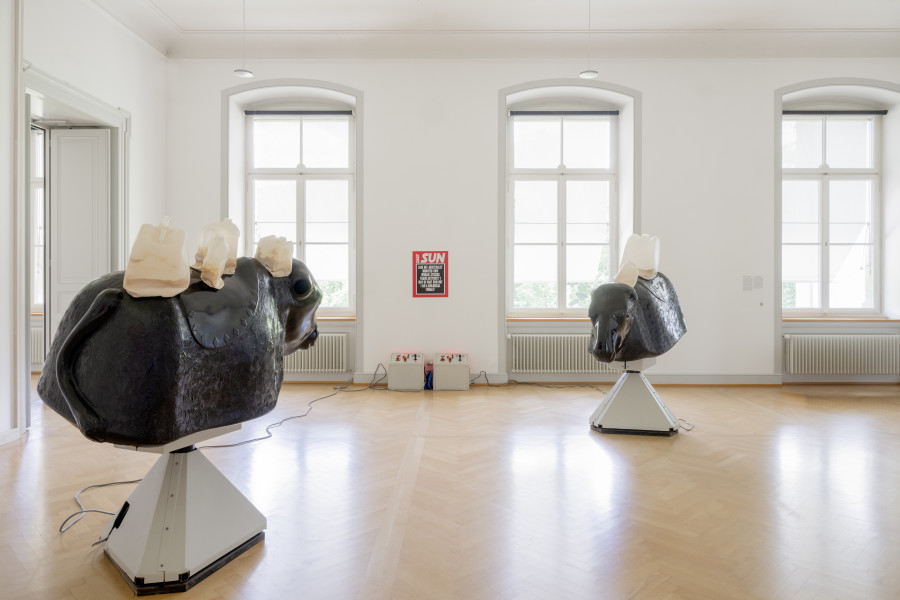 Nina Beier, Beast, 2018, Exhibition view Burning Down the House: Rethinking Family, Kunstmuseum St. Gallen, June 1 to September 8, 2024 © Kunstmuseum St. Gallen, photo: Sebastian Stadler