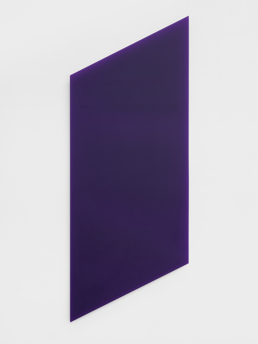 Kaspar Müller, Parallelogram, purple, grape, 2024, Colored resin panel, scent, 175 x 70 x 2 cm