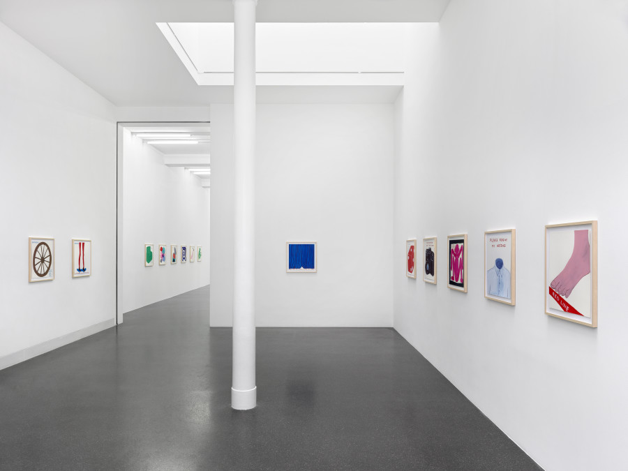 Installation view, David Shrigley, Proposals for Record Covers, Galerie Francesca Pia, Zurich, 2022. Photo: Annik Wetter