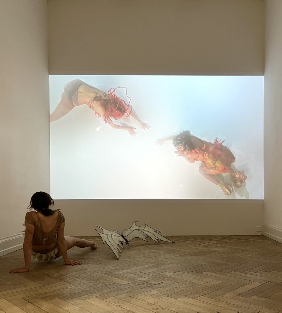 Performance at the opening of the exhibition “Livia Rita.Eat My Anger”, with Ilaria Rabagliati, Kunsthalle Palazzo 9.5.2025, Photo: Michael Babics