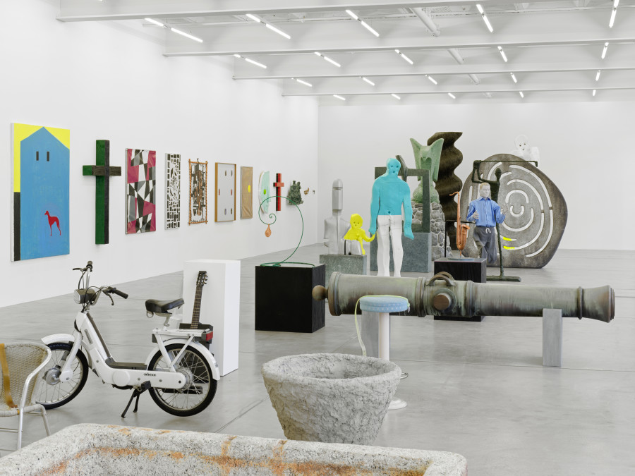 Installation view, Valentin Carron, The Slope (Works 2005–2026), Galerie Eva Presenhuber, Maag Areal, Zurich, 2026. © Valentin Carron. Courtesy the artist and Galerie Eva Presenhuber, Zurich / Vienna. Photo: Stefan Altenburger Photography, Zürich