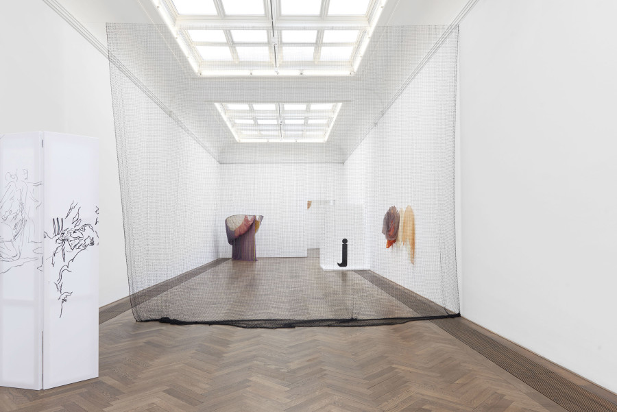 Installation view, Bizarre Silks, Private Imaginings and Narrative Facts, etc., an exhibition by Nick Mauss, Kunsthalle Basel, 2020. Photo: Philipp Hänger / Kunsthalle Basel