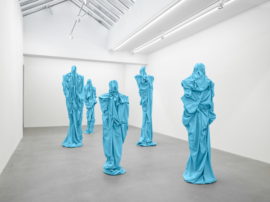 Installation view, Aria Dean, Sandra Mujinga, Tschabalala Self, Galerie Eva Presenhuber, Zurich, Waldmannstrasse, 2026. © the artists. Courtesy the artist and Galerie Eva Presenhuber, Zurich / Vienna. Photo: Stefan Altenburger Photography, Zürich