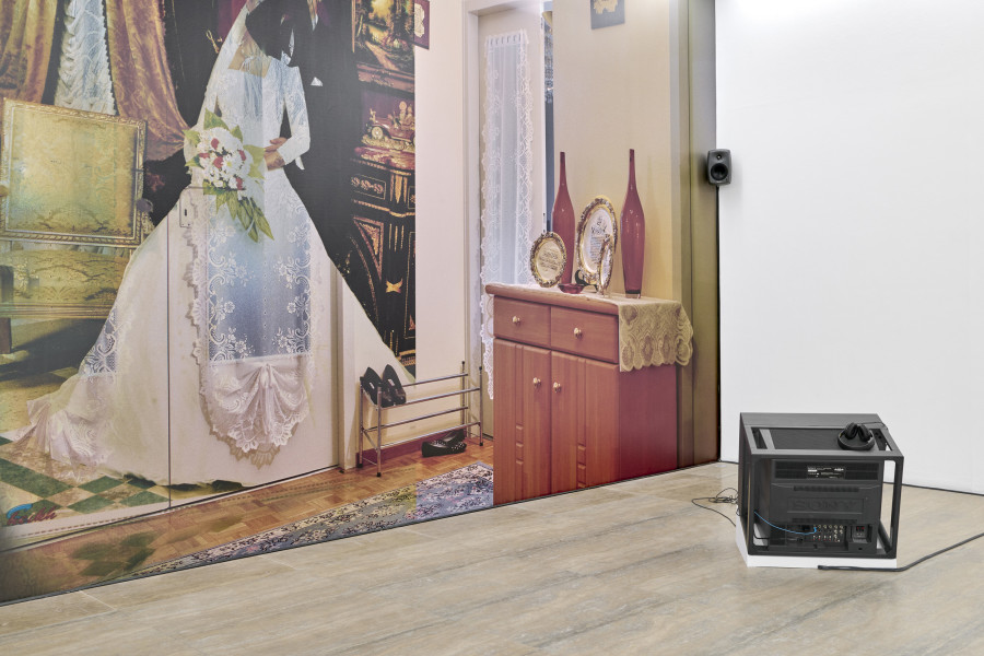 Exhibition view, Saga — Mythologie du départ
, Noha Mokhtar & Sahar Suliman, Halle Nord, Geneva, 2025. Photo credit: © Thomas Maisonnasse / Halle Nord, 2025