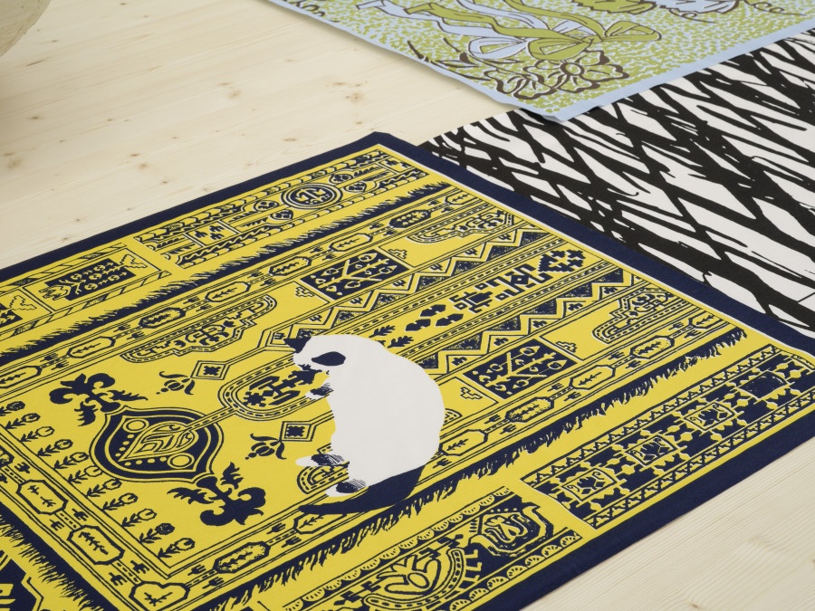 Atelier E.B with Marc Camille Chaimowicz, 3 silkscreen prints on cotton fabric (Detail), 2012. Photo: Cedric Mussano
