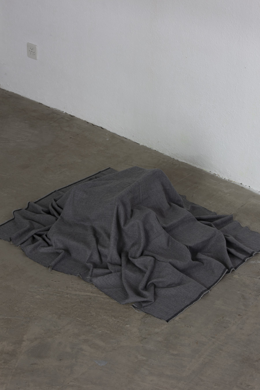 Exhibition view, Memory Mold, HAMLET, 2024. Luca Büchler, Untitled, 2024, Fabric, artworks found at Hamlet by Sven Gex, Leevi Toija, Bleed, Dominic Michel, Benedikt Bock, Virginia Ariu, Vinzenz Meyner, Johanna Kotlaris, Lea Rüegg. Photo by Leevi Toija