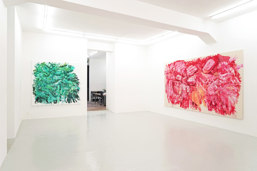 Exhibition view, Eleni Gkinosati, New Paintings, Lullin + Ferrari, 2024.