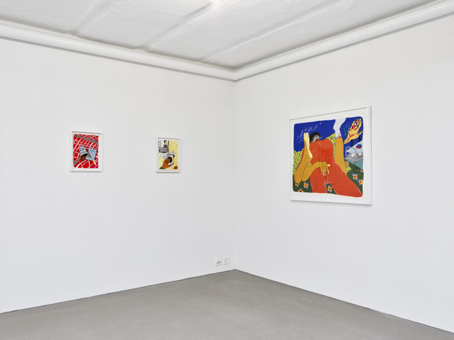 Exhibition view, Soufiane Ababri, if I had to put a title here it would be my epitaph, flatmarkus, Zürich, 2025. Photo credit: Felix Jungo. Courtesy of the artist, Dittrich-Schlechtriem and flatmarkus