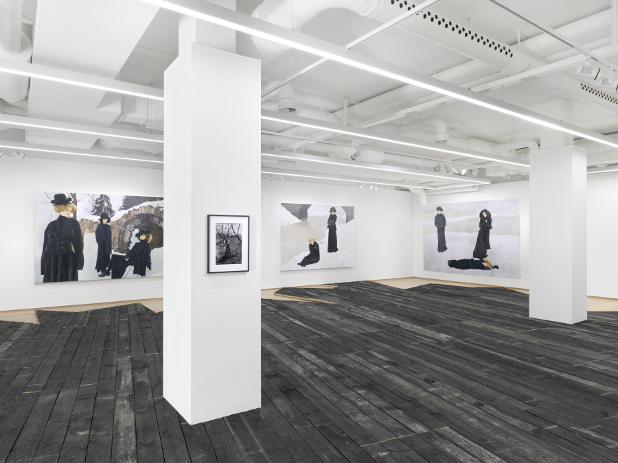 Installation view, Paulina Olowska and Deborah Turbeville, Widows of the Wind, Pace Gallery, 2024-2025. Photo credit: Annik Wetter. Courtesy of Pace Gallery, Paulina Olowska and Deborah Tuberville / MUUS Collection