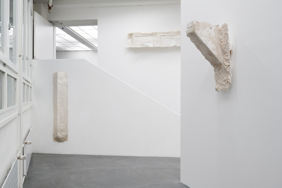Ester Alemayehu Hatle, A prepared exit, 2022; Durable plastic, trashed for the replacement, 2022; No point of reference, 2022. Installation view Kunsthaus Baselland 2022. Photo: Finn Curry