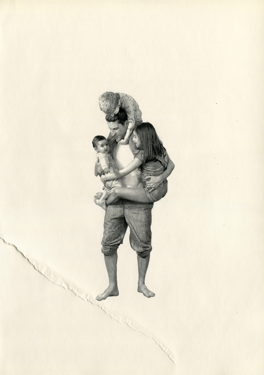 Fabien MÉRELLE, Sur un arbre perché, 2020. Pencil on ripped paper, 57,5 x 46 cm, (Ref. MÉR09133)