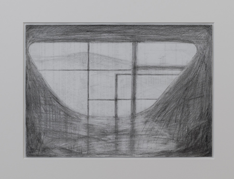 View from the living room, Pencil on Paper, Framed, 40 × 50 cm, 2022 / Photo: Cedric Mussano / Courtesy: the artist and Kirchgasse Gallery