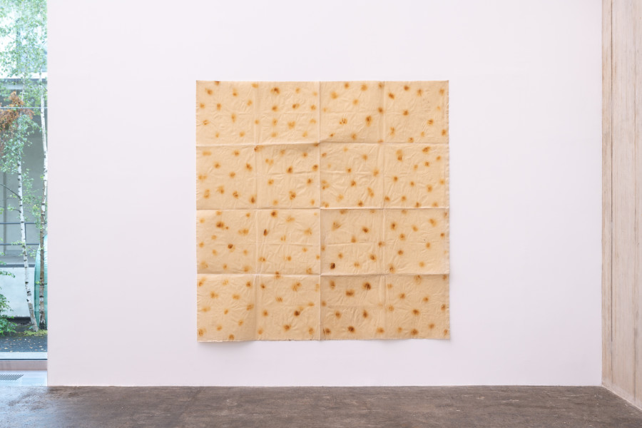 Eva Lootz. Pañ̃o quemado, 1979. Courtesy the artist. Ausstellungsansicht / Installation view Kunsthaus Baselland 2025. Foto / Photo: Finn Curry