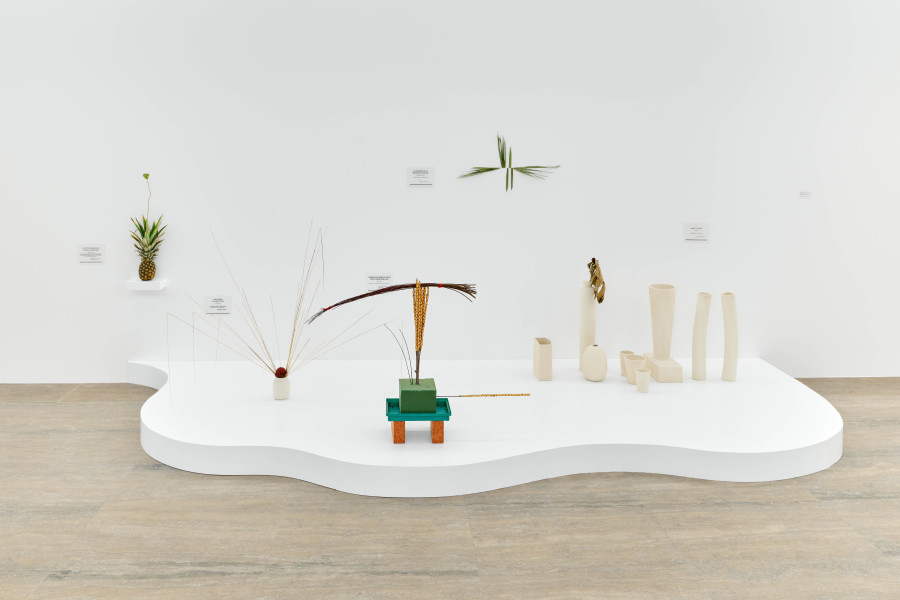 Exhibition view, Jardins Défiants (Defiant Gardens), Halle Nord, Geneva, 2025. Camille Henrot, Is it Possible to be Revolutionary and still like Flowers?, 2011-ongoing. Courtesy of Studio Camille Henrot and Mennour, Paris. Photo credit: © Thomas Maisonnasse / Halle Nord, 2025