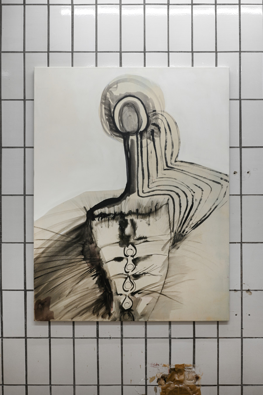 Mirjam Walter, "der Selbstausdehnung," 2025, 130 x 100 cm, Mirjam Walter, "gestohlen bleiben" at Kaiserwache, Freiburg im Breisgau, 2025. Courtesy: the Artist and Kaiserwache. Photo: Stefan Lux