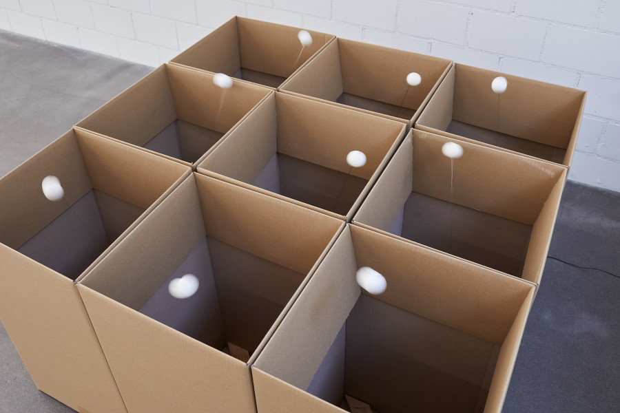 Exhibition view, “Shifting Matters. Vanessa Billy, Maya Bringolf, Jannik Giger, Zimoun», 21.3.-28.6.2026, Kunstraum Baden. Foto: Anja Wille Schori