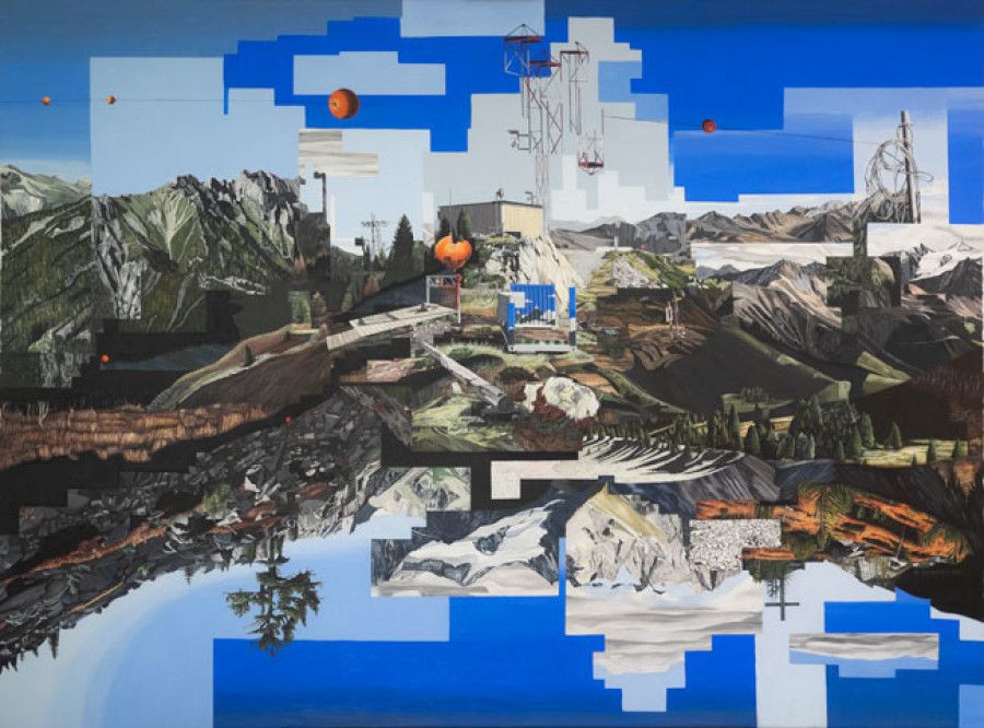 Olivier Robert, paysage anthropique, 2021. Acrylique sur toile, 120 x 160 cm.