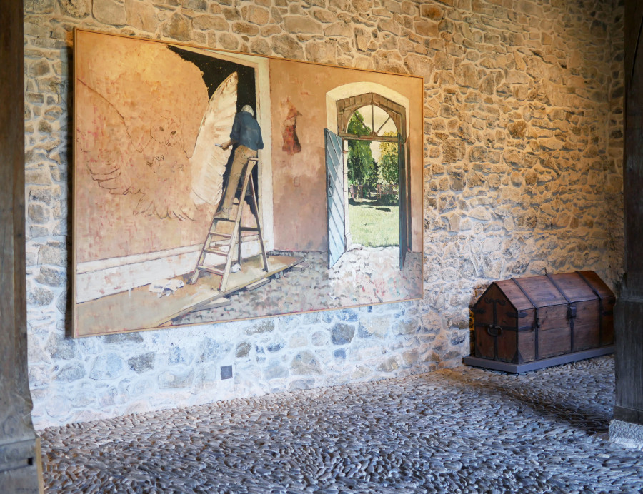 Marc-Antoine Fehr, L’atelier, 2019, huile sur toile. © Courtoisie de l’artiste et de la galerie Peter Kilchmann, photo. Château de Gruyères