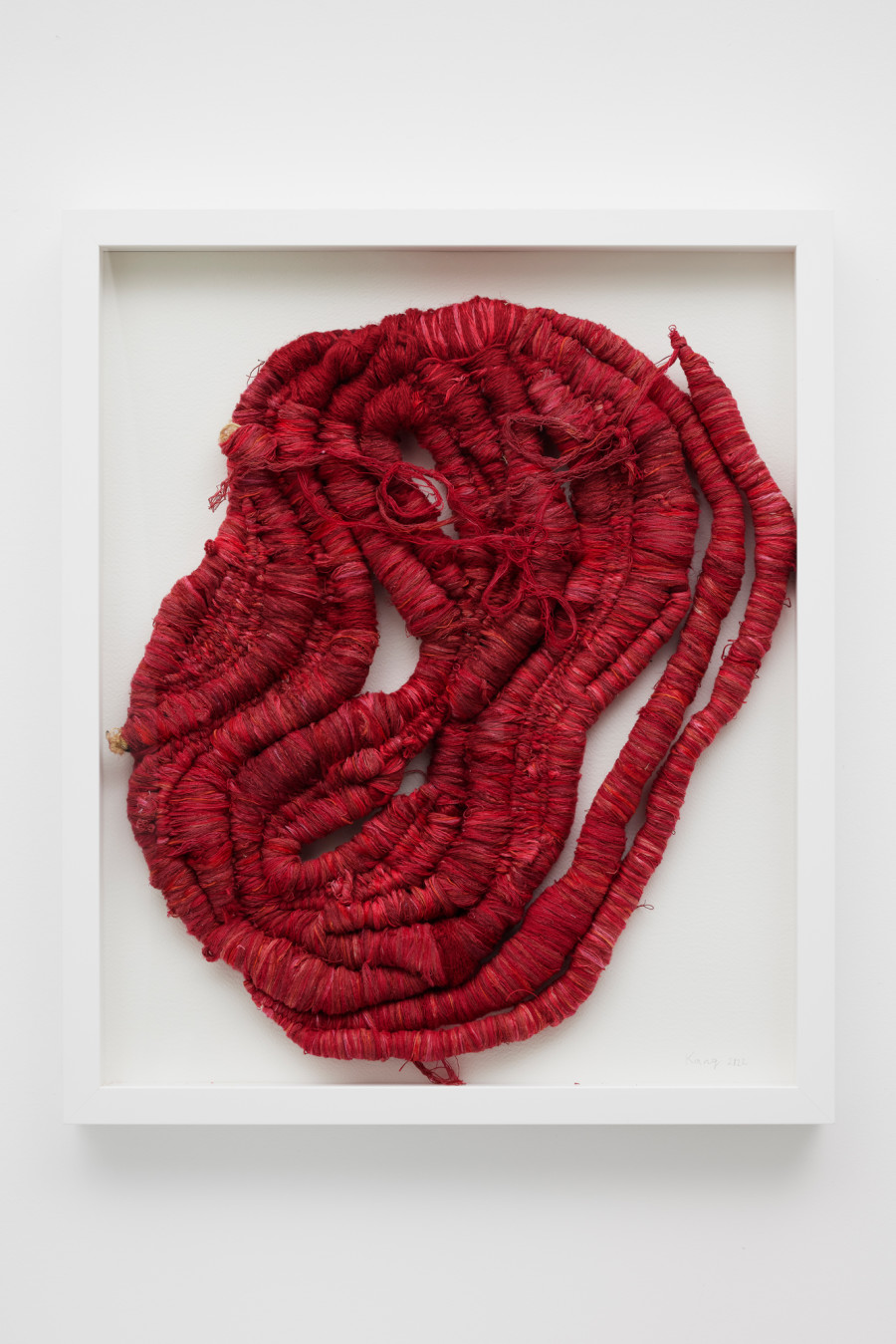 Soojin Kang, Untitled (lump), 2022, Silk, jute, cotton, linen and wire, framed, 64 x 54 cm (frame). Courtesy: the artist and Ben Hunter, London. Photo: Hannes Heinzer