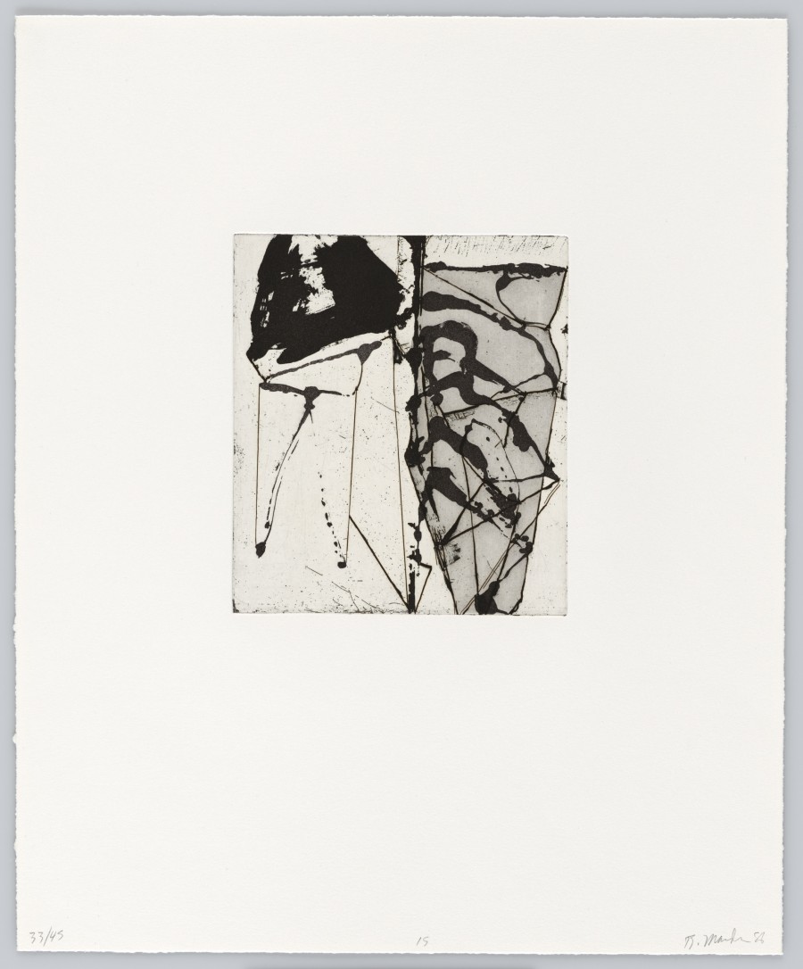 Brice Marden, Etchings to Rexroth (Blatt 15 des Portfolio mit 25 Radierungen; Peter Blum Edition, New York), 1986, Kunstmuseum Basel, Kupferstichkabinett, Foto: Jonas Hänggi, © 2022, ProLitteris, Zürich