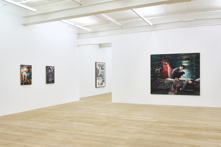 Installation view, Hernan Bas, Nightmares & Melancholy, Galerie Peter Kilchmann, 2024.