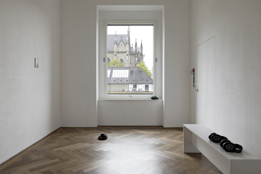 Lea Rüegg, Cherrystone Archive, 2022. Installation view, Kunstkredit Basel-Stadt 2022, Cat’s Cradle, Kunsthalle Basel. Photo: Gina Folly / Kunstkredit Basel-Stadt