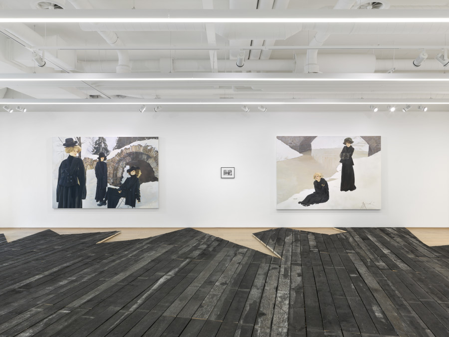 Installation view, Paulina Olowska and Deborah Turbeville, Widows of the Wind, Pace Gallery, 2024-2025. Photo credit: Annik Wetter. Courtesy of Pace Gallery, Paulina Olowska and Deborah Tuberville / MUUS Collection