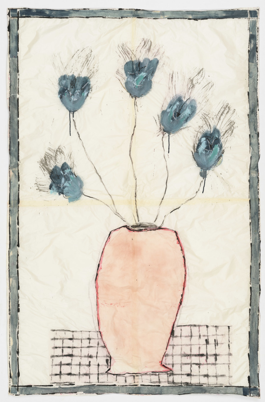 Isabella Ducrot, Big Pot VI, 2022, Pencil, collages, pigment, textile on Japan paper, 190 x 126 cm. Photo credit: Giorgio Benni