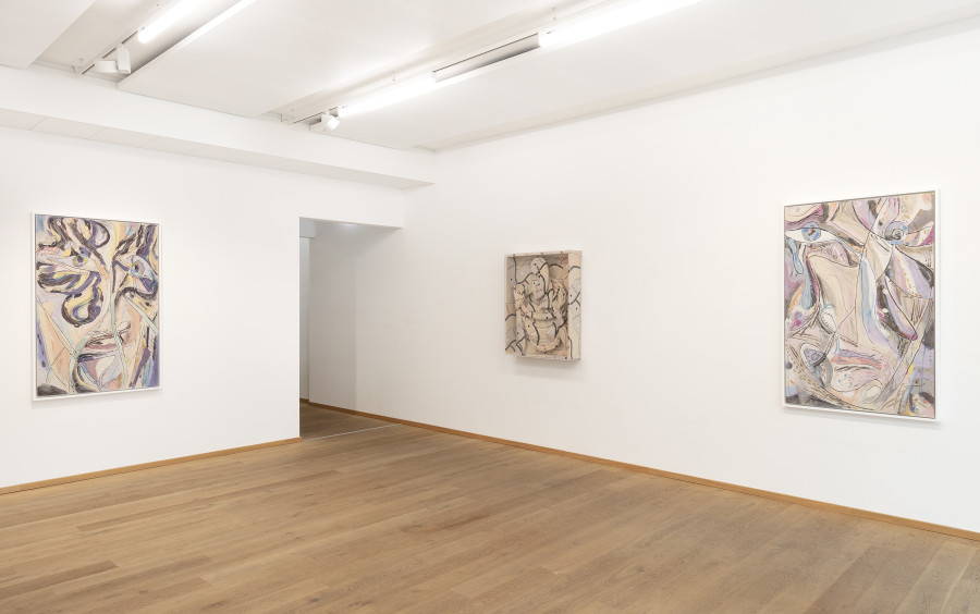 Exhibition view, Pastel House, Anya Kielar and Johannes VanDerBeek, Livie Fine Art, 2022. Photo by Esther Mathis. Courtesy of the artist and Livie Fine Art