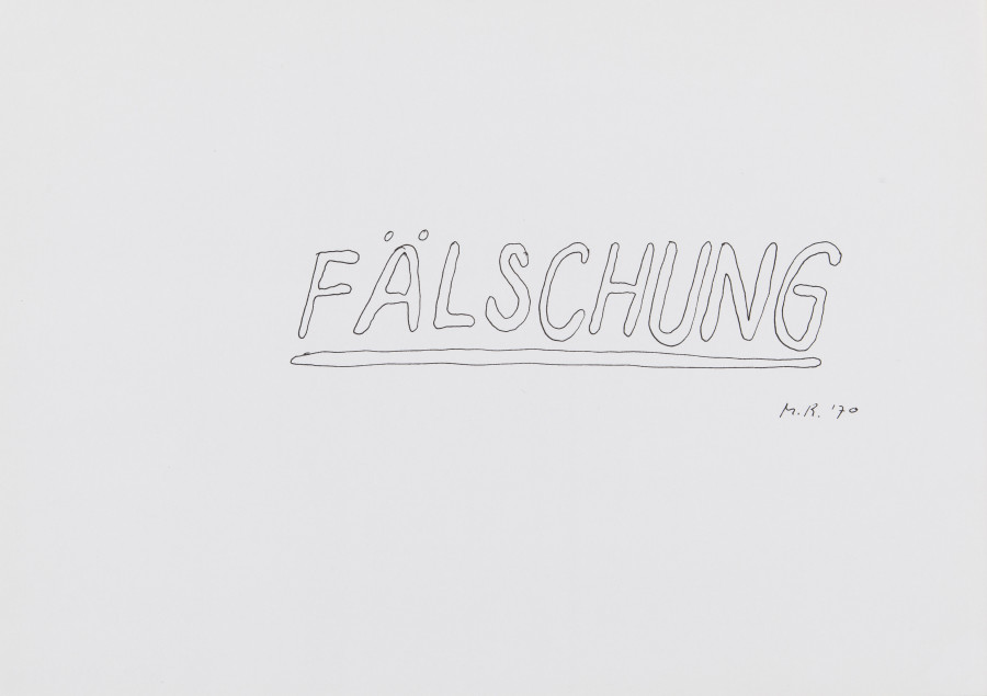 Markus Raetz, Fälschung, 1970, Offsetdruck auf Papier, 20.9 x 29.7 cm, Kunstmuseum Luzern, Schenkung Sammlung Toni Gerber, © 2020, ProLitteris, Zürich