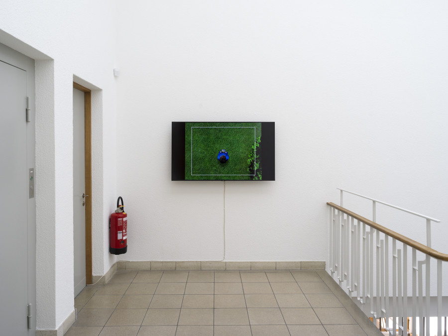 Tourism, Kunsthaus Glarus, 2021, installation view. Judith Hopf, More, 2015, Single-channel HD video on monitor (color, sound), 4:33 min, Courtesy the artist and Deborah Schamoni, Munich. Photo: CE