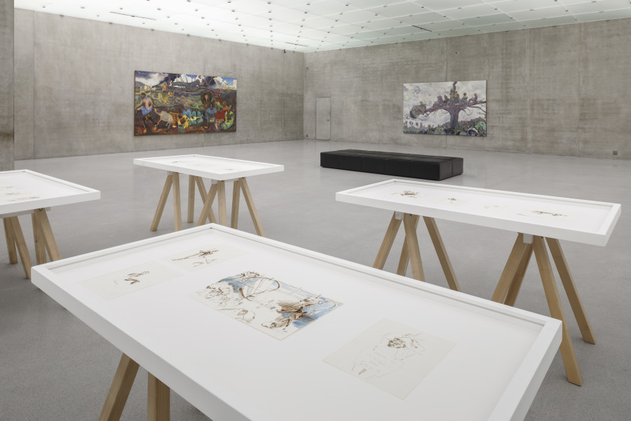 Michael Armitage, Installation view first floor Kunsthaus Bregenz, 2023. Photo: Markus Tretter. Courtesy of the artist, Pinault Collection and White Cube. © Michael Armitage, Kunsthaus Bregenz